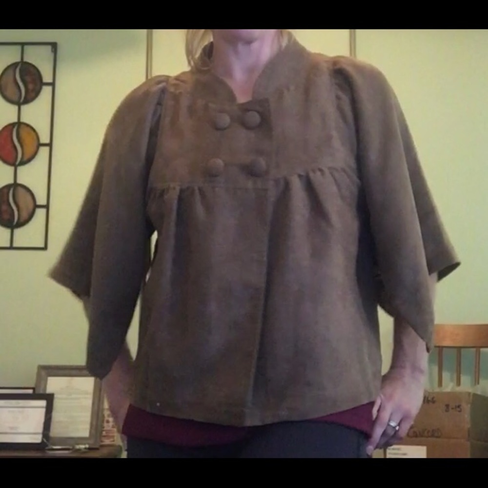 Suede jacket with amazing yellow lining!